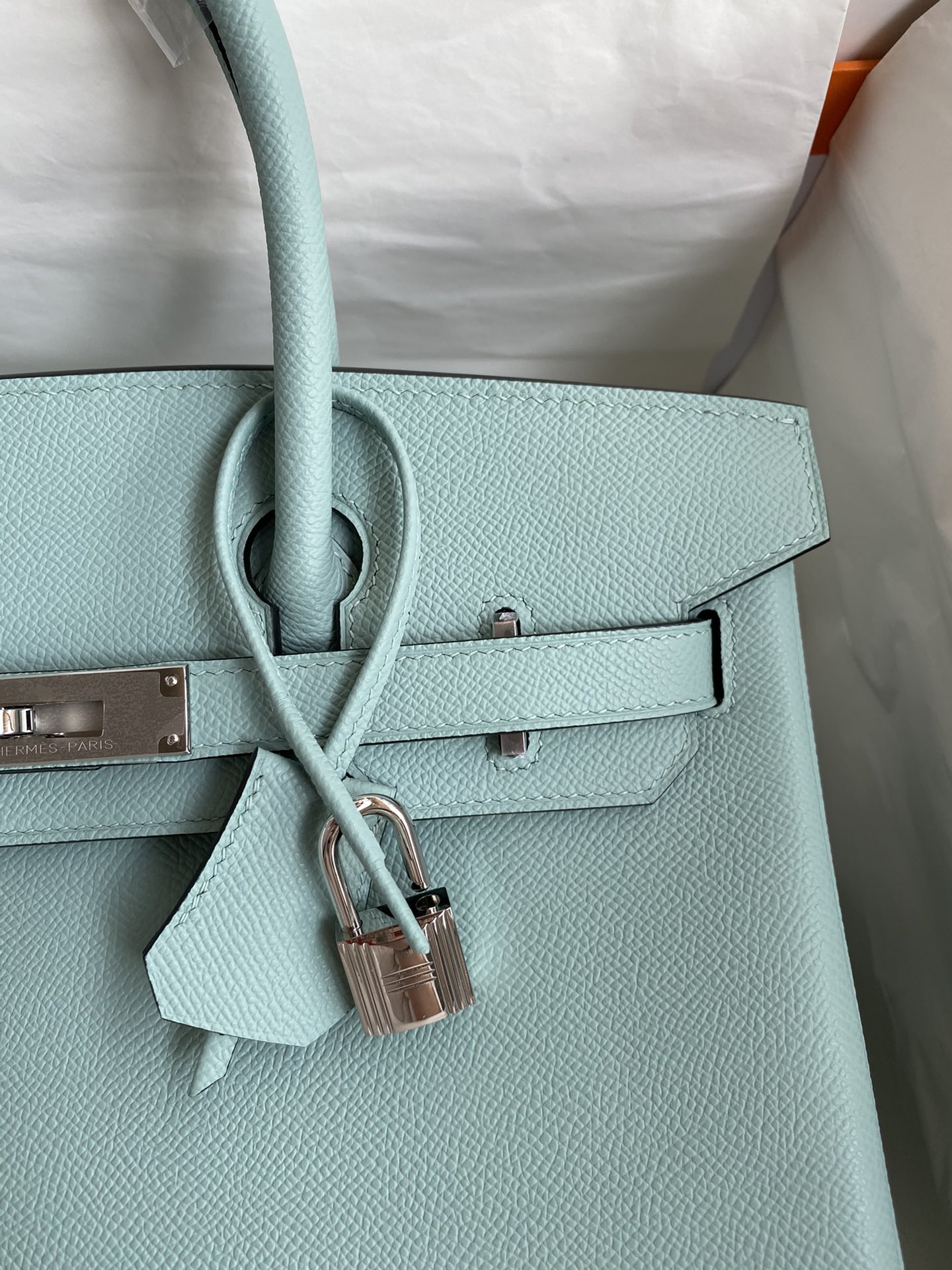 Hermes Birkin 30CM Epsom Leather Handbag Zephyr Blue